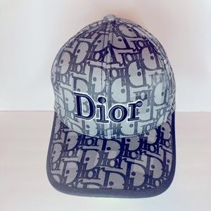 | Authentic Christian Dior Embroiled Fitted Cap | color: Charcoal | Size:OS